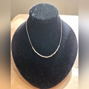 Vintage Sterling Silver Station Necklace Signed Italy